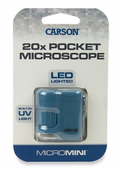 Carson MM-280 MicroMini Mini Mikroskop mit Schlüsselanhänger blau Lupe